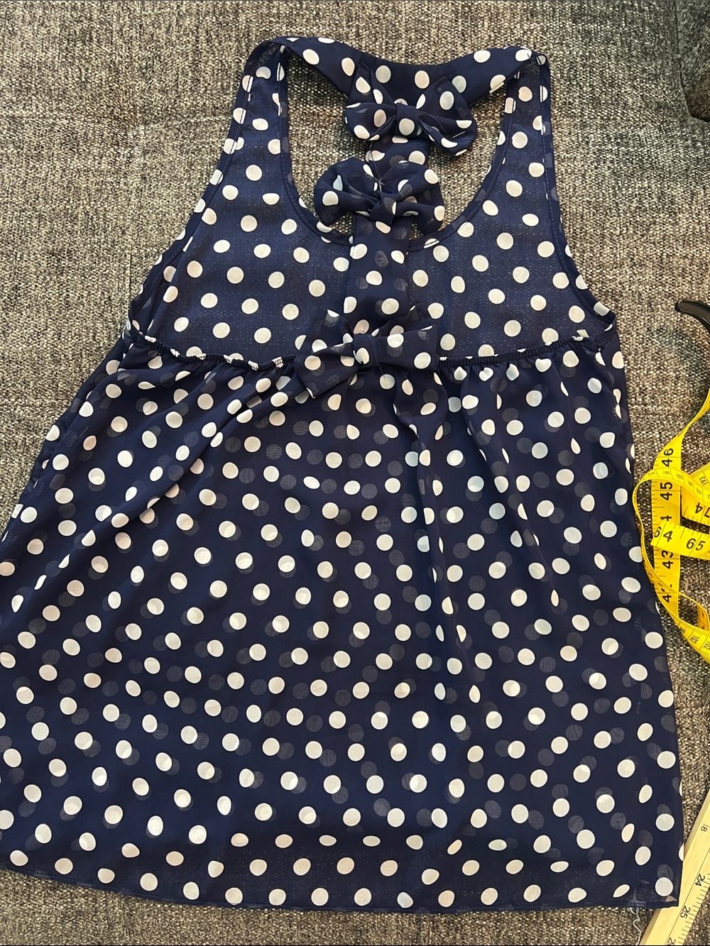 Ing Navy Blue and White Polka Dot Racerback Tank Top